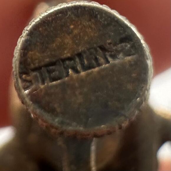 1940s sterling silver gold vermeil koi fish red rhinestones screw back earrings - Picture 6 of 8